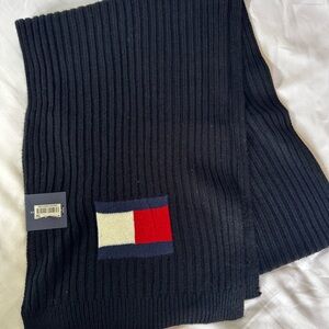 Tommy hilfiger knit logo scarf brand new navy old stock warm
